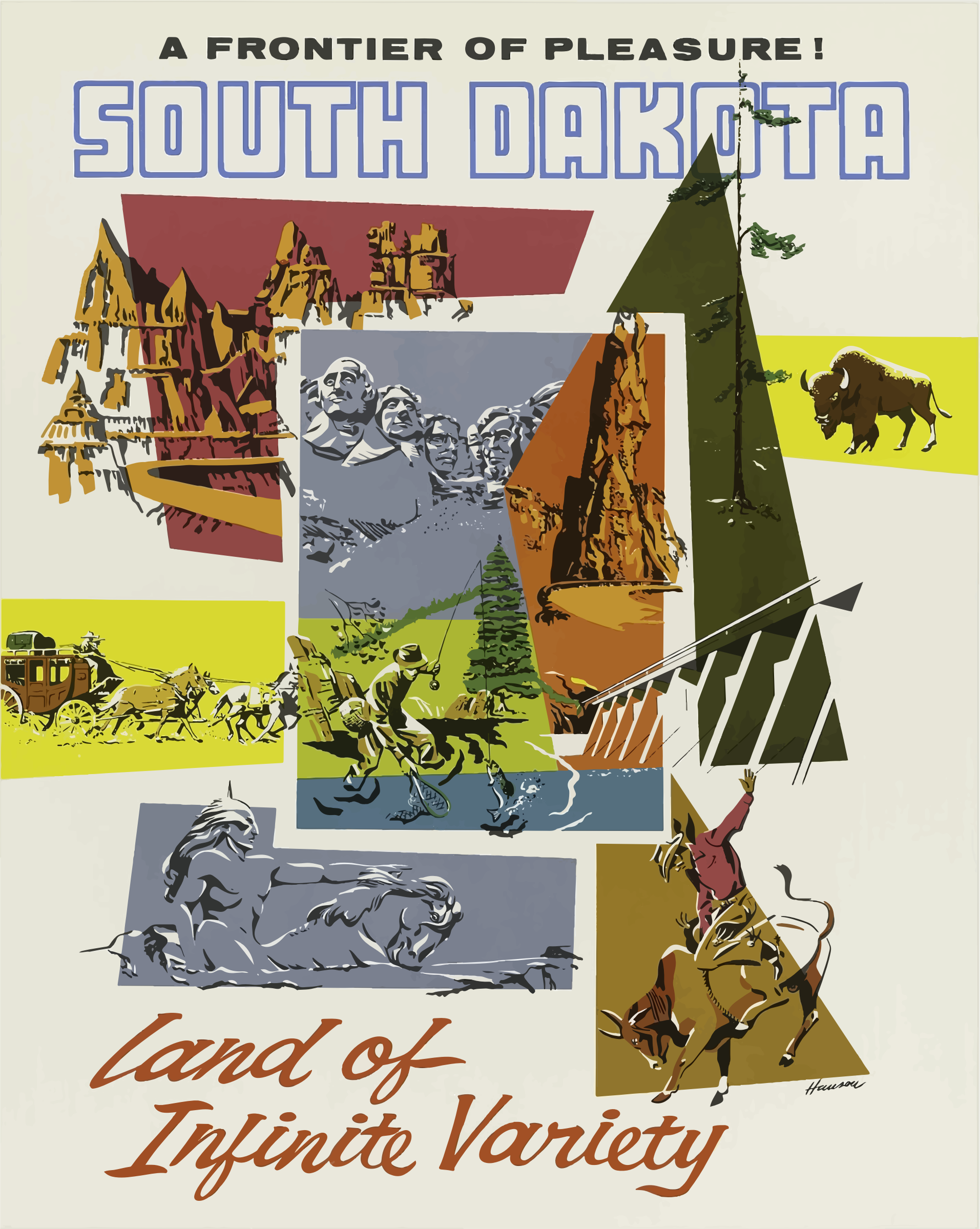 Vintage Travel Poster South Dakota USA Clip arts