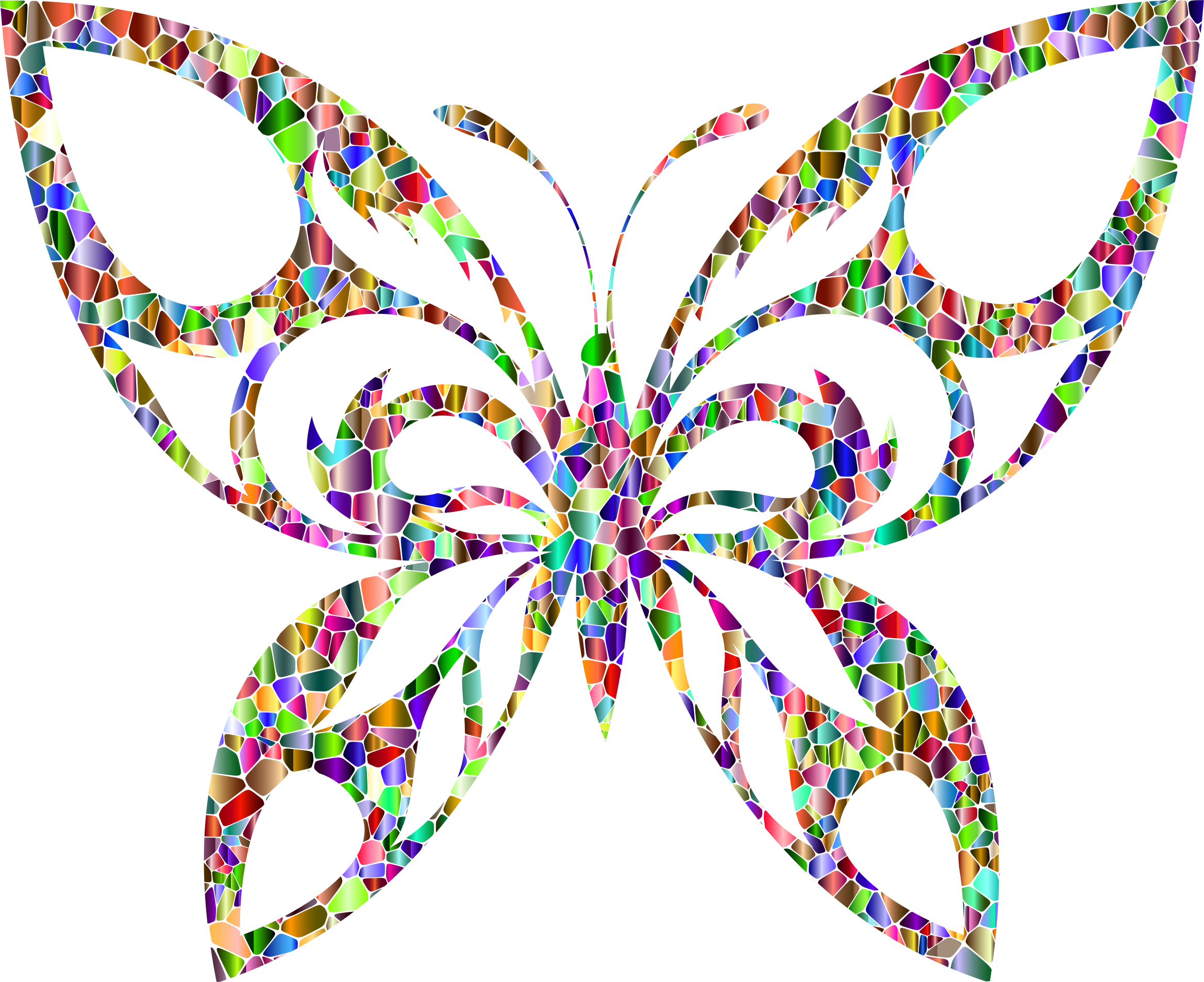 Vivid Polychromatic Tiled Tribal Butterfly Silhouette PNG icon