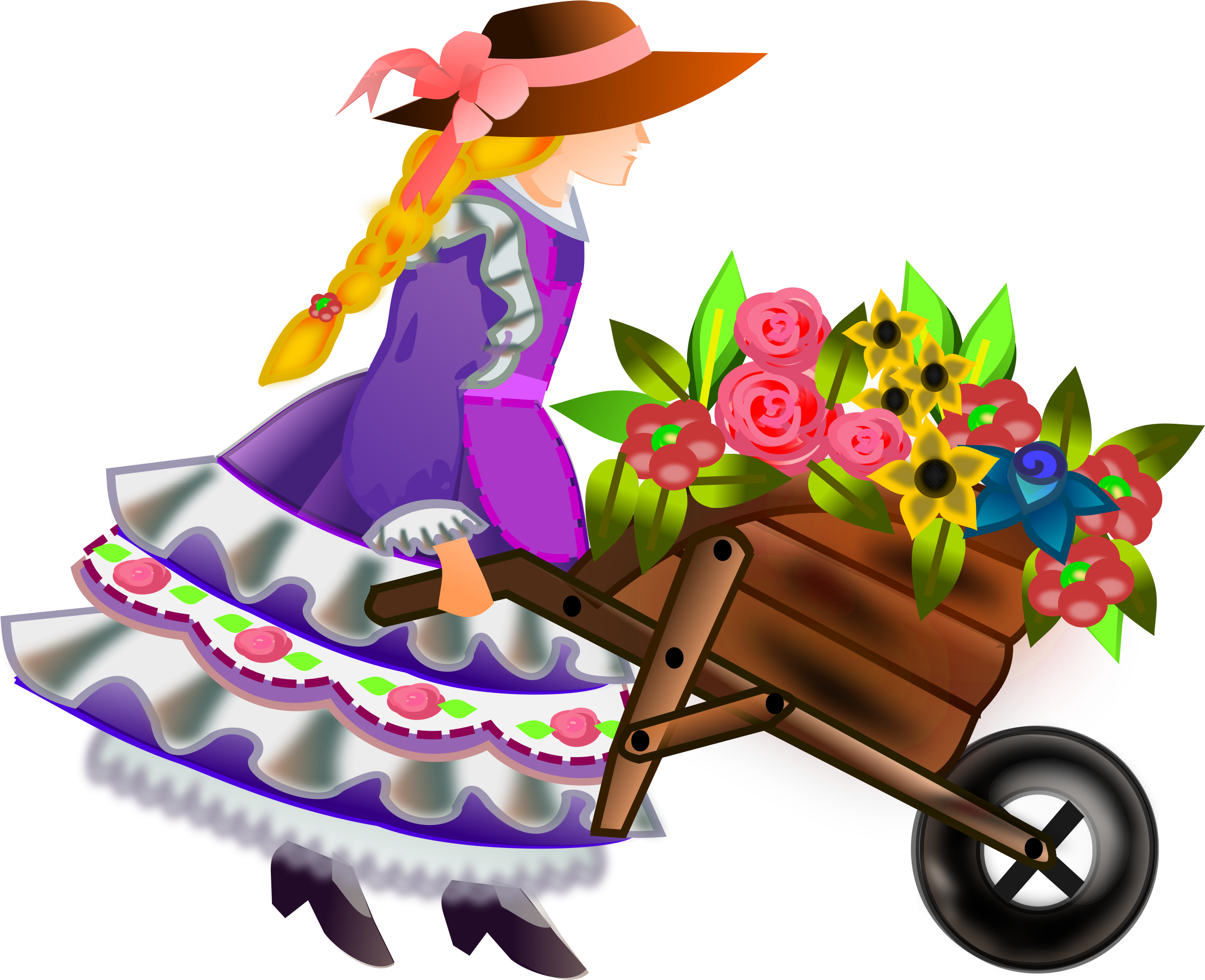 wheelbarrow with flowers Clip arts
