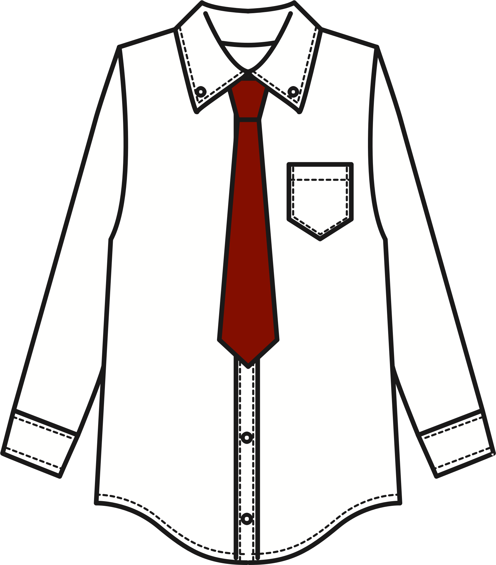 White Shirt and Tie Clip arts